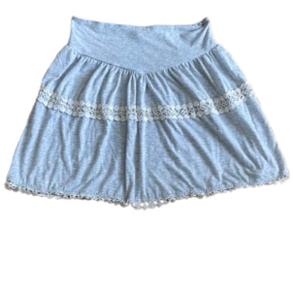 Love Fire Gray Skater Skirt with Lace Trim M